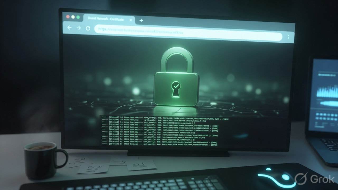 Operations desk verifying a trusted guest portal certificate