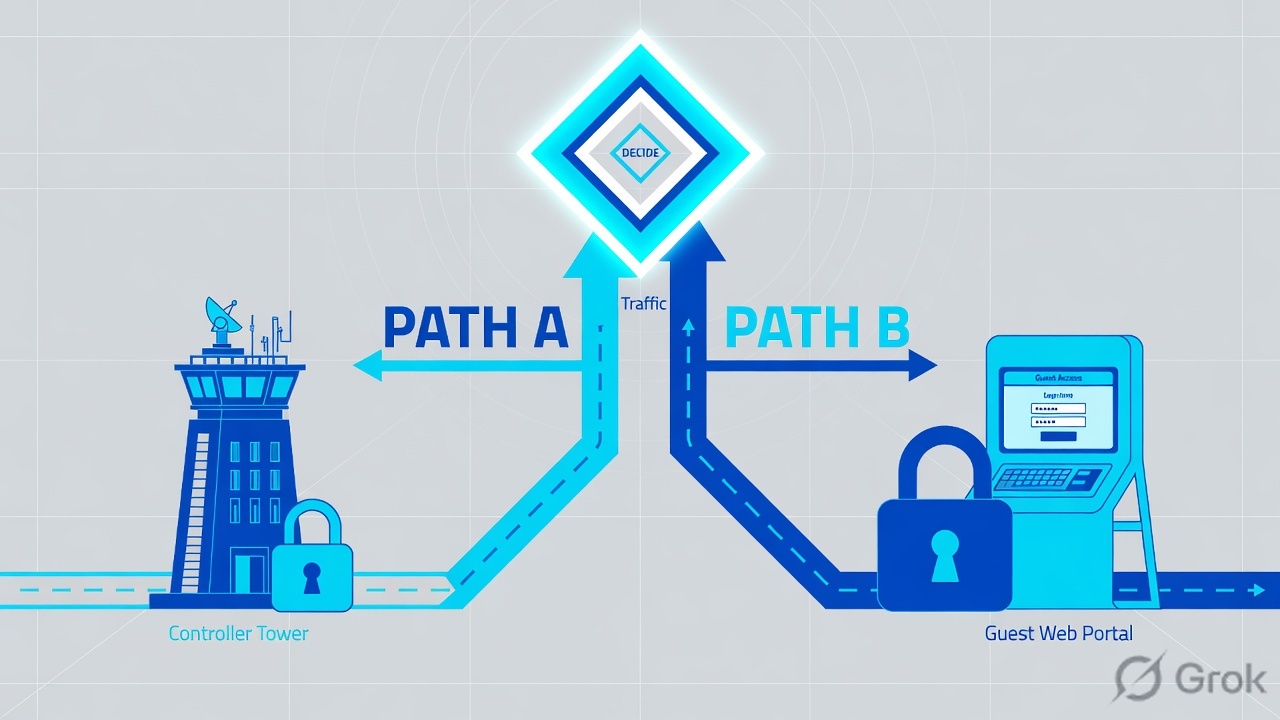 Two certificate paths split from one guest session