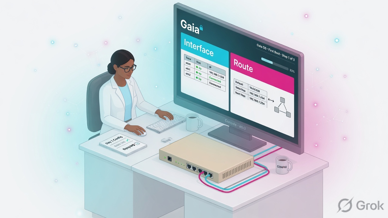 First-day Gaia console with interface and route