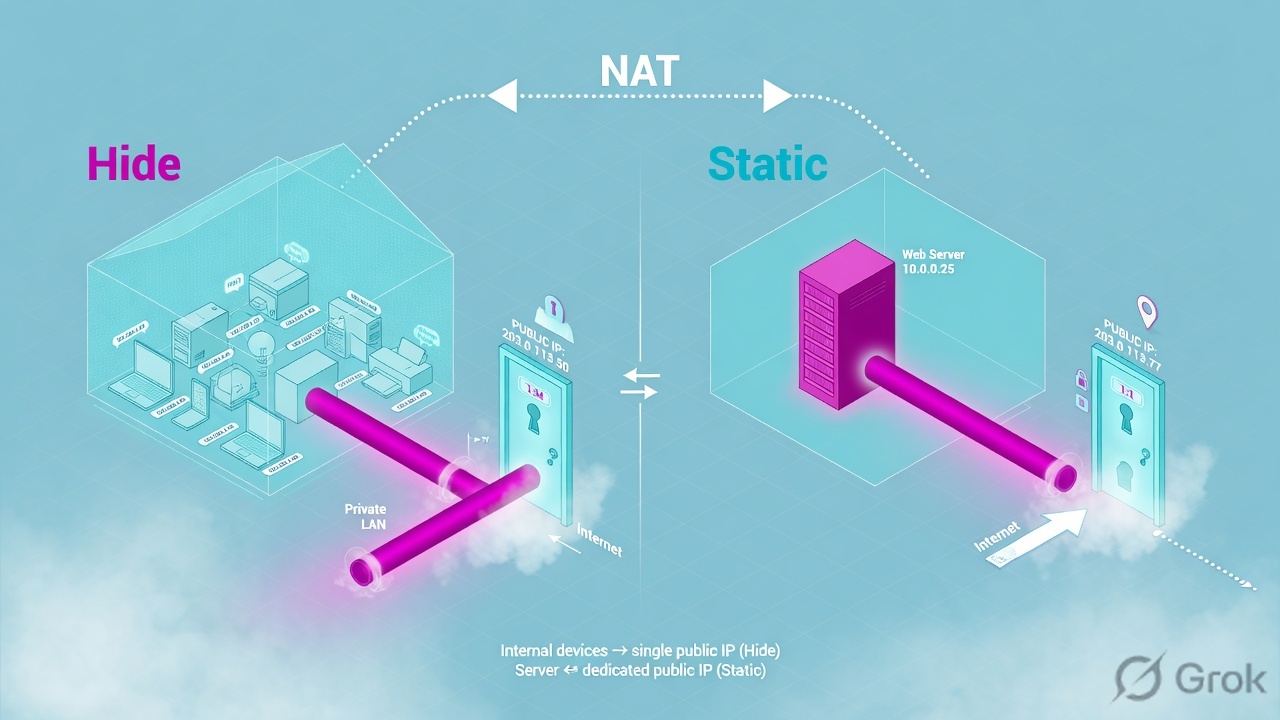 Many users behind one door versus one-to-one Static NAT