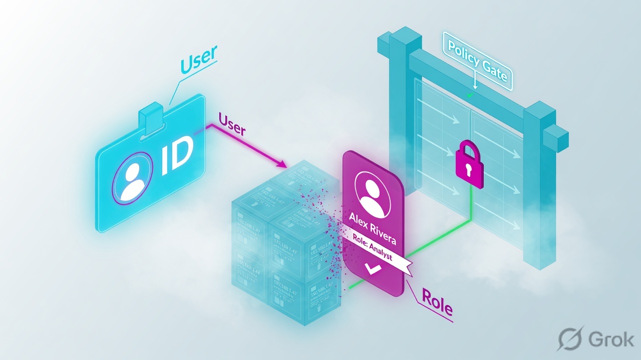 IP cube becoming a named user token at the policy gate