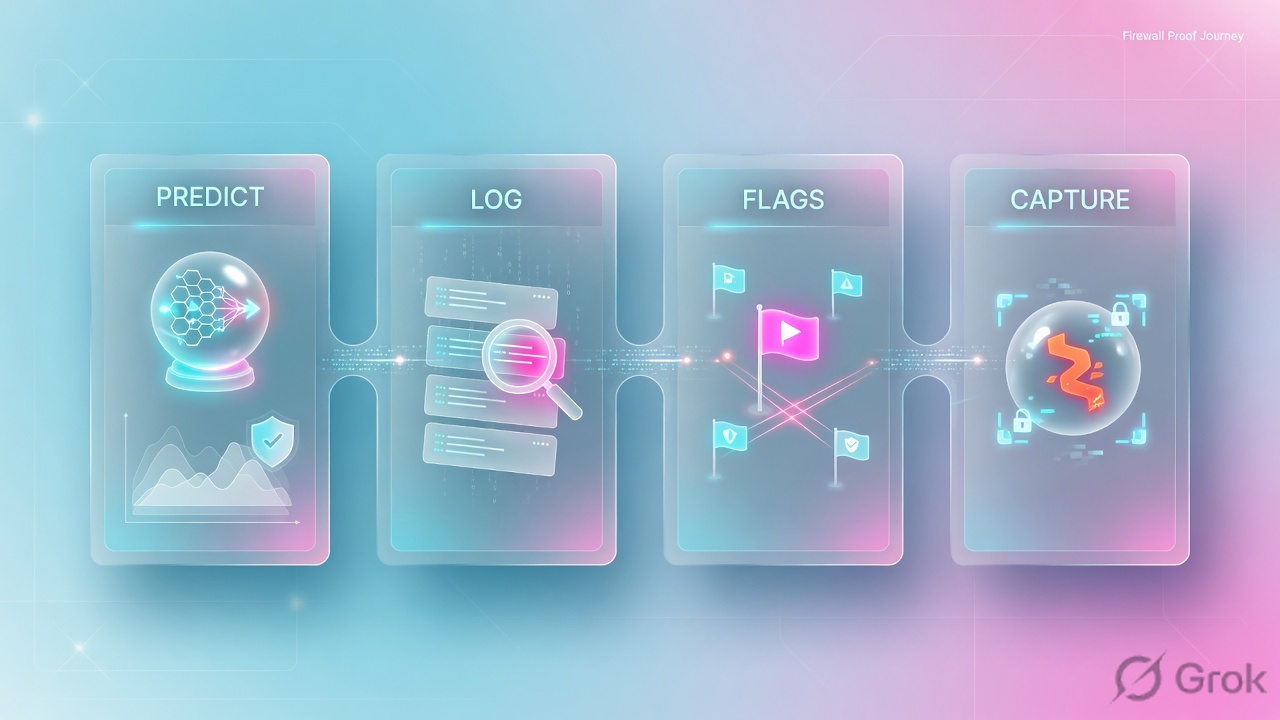 Four glass panels: Predict, Log, Flags, Capture