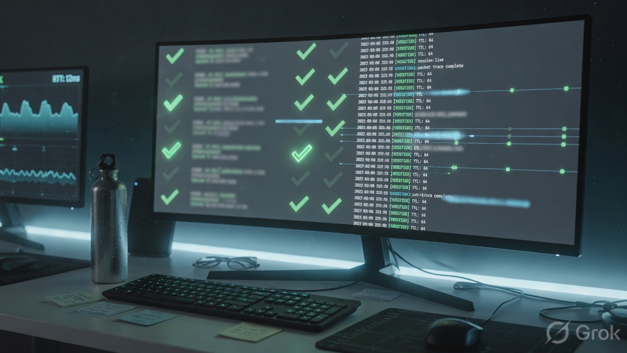 Operations desk verifying packet-tracer and live connection flags