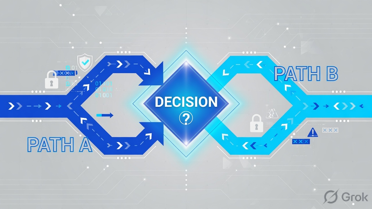 Teaches: two paths split at authorization — Path A is the lab, Path B is an unauthorized scan