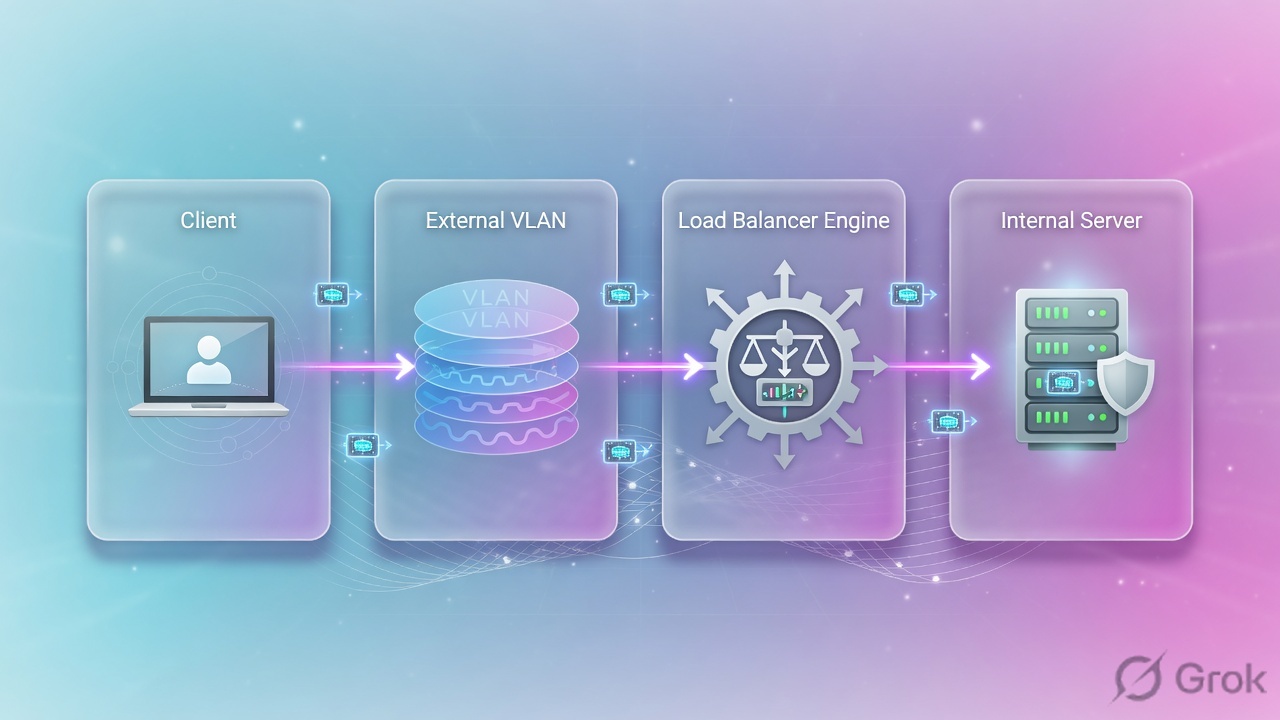 Packet path through VLANs and the load balancer engine