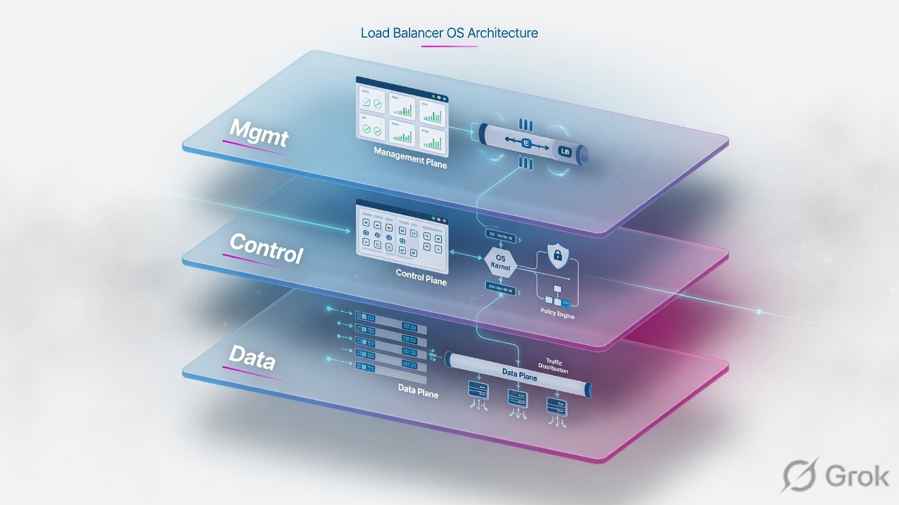 Management, control, and data planes of a load balancer