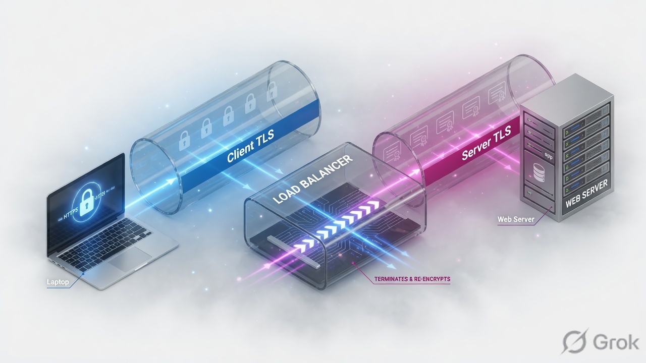 Independent client TLS and server TLS tunnels