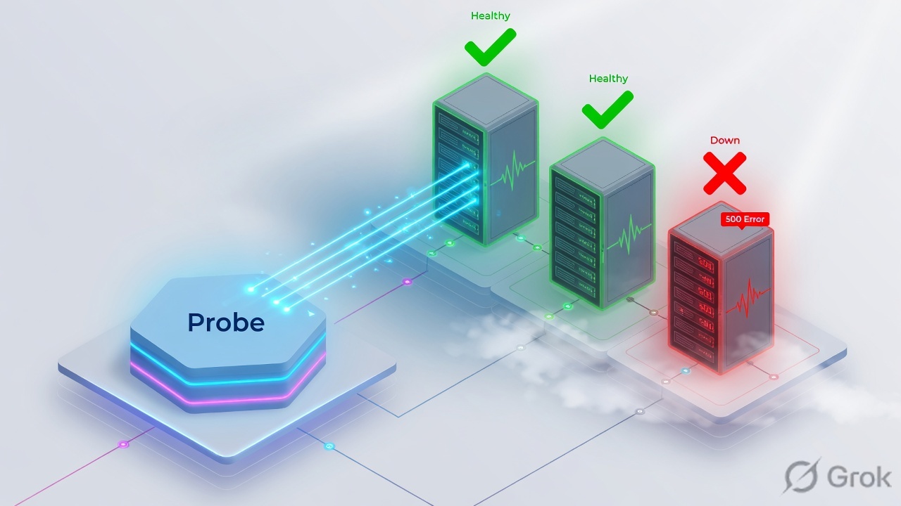 Health probe hitting three servers, one failing