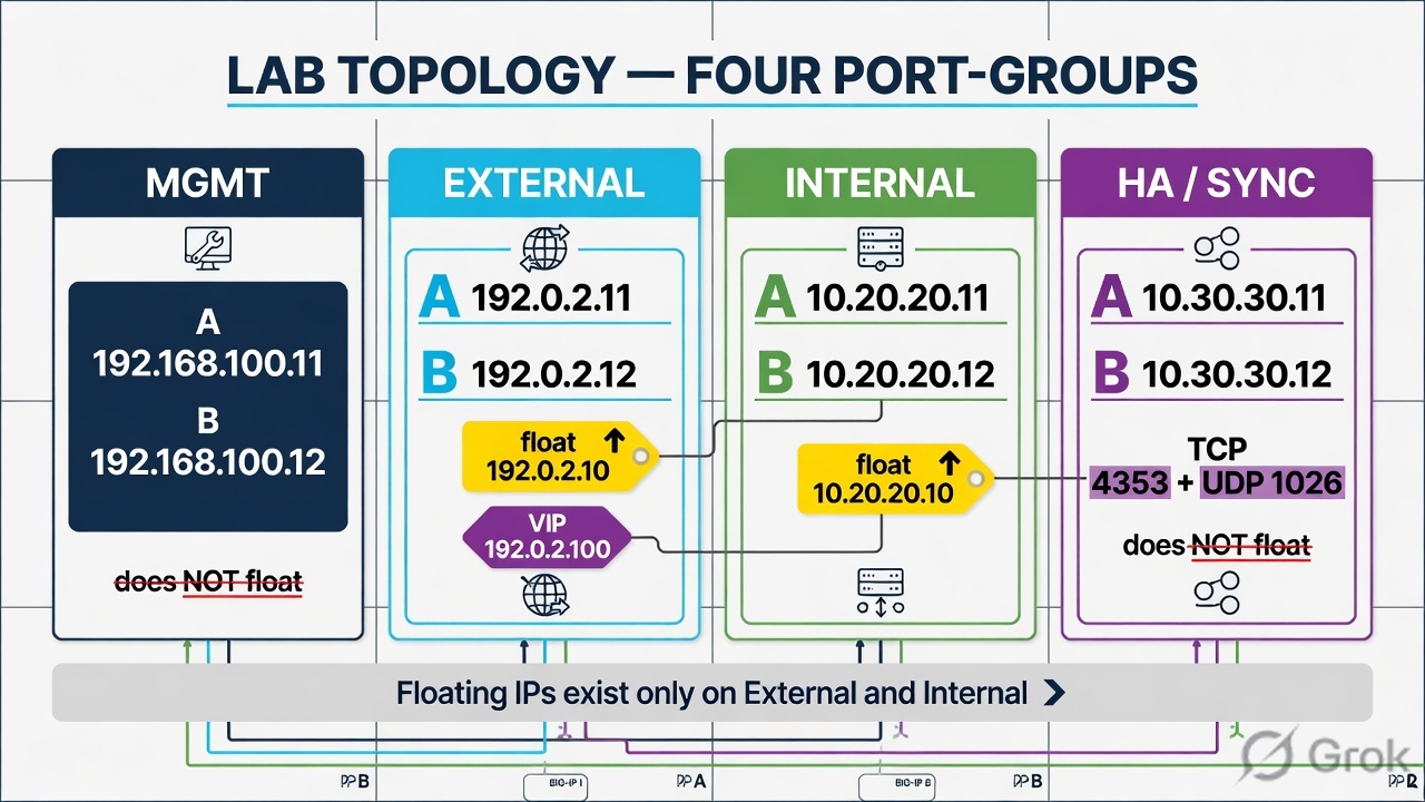 Mgmt External Internal HA VLANs with exact lab IPs