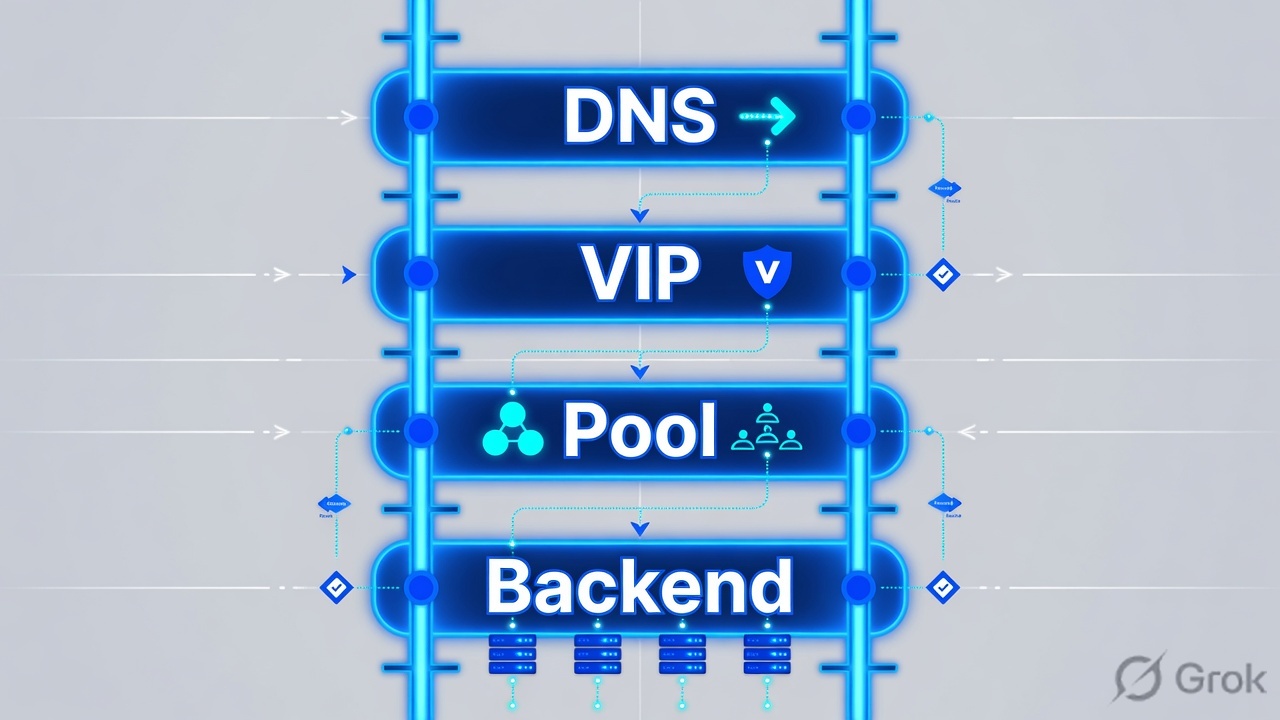 Vertical ladder DNS, VIP, Pool, Backend