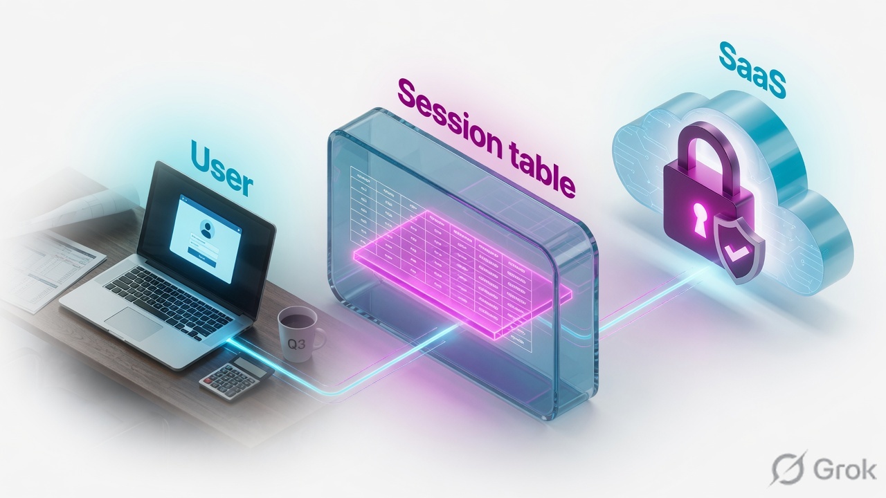 Teaches: user traffic becomes one FortiOS session row, not a pile of UTM features