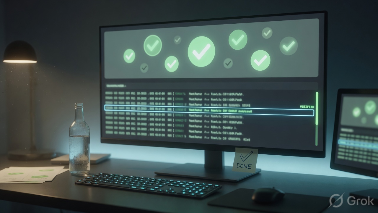 Teaches: you leave the desk when the reason code is quoted, not when the dashboard looks green