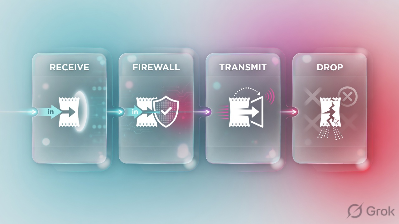 Teaches: custom capture stages are receive, firewall, transmit and drop