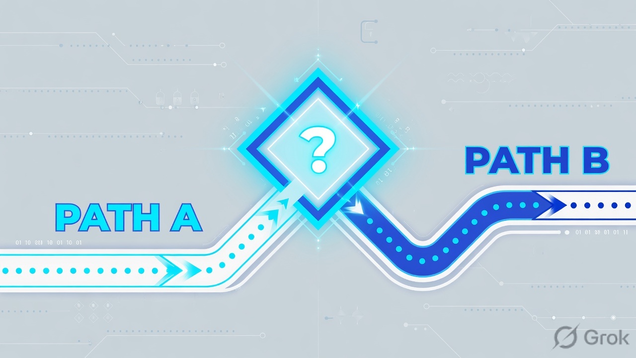 Diamond decision splitting into Path A and Path B