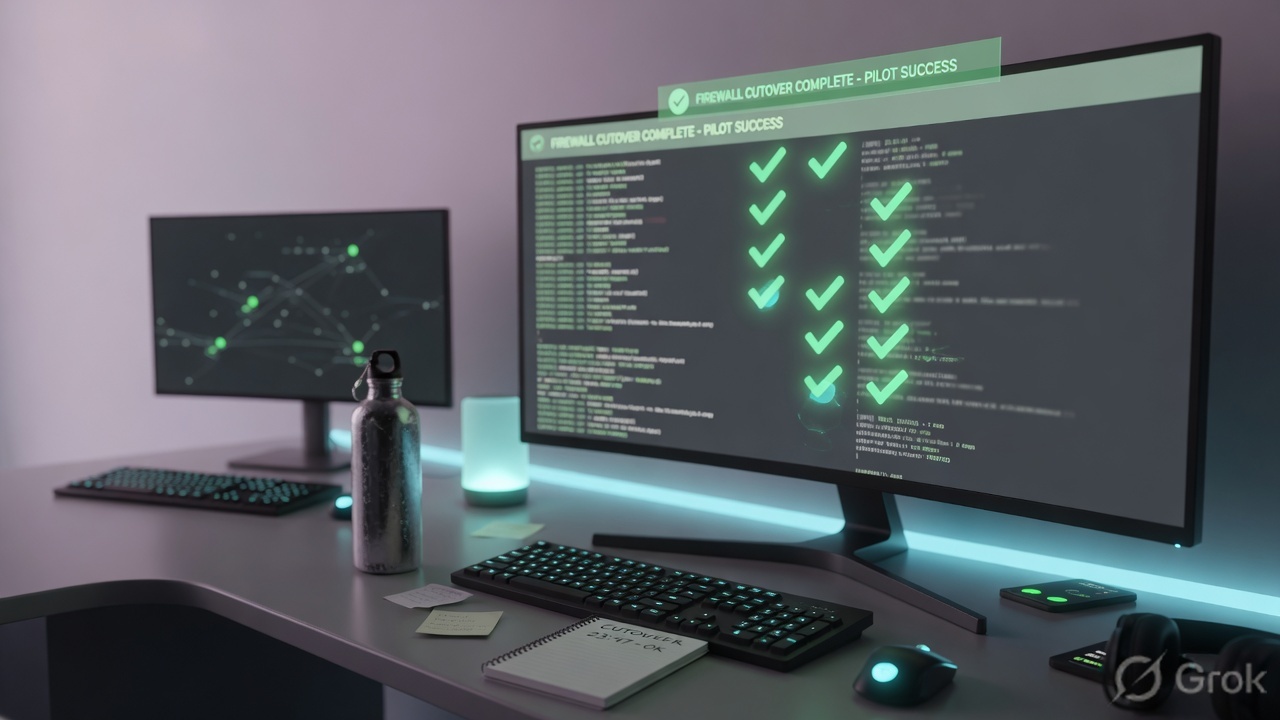 Operations desk verifying firewall cutover