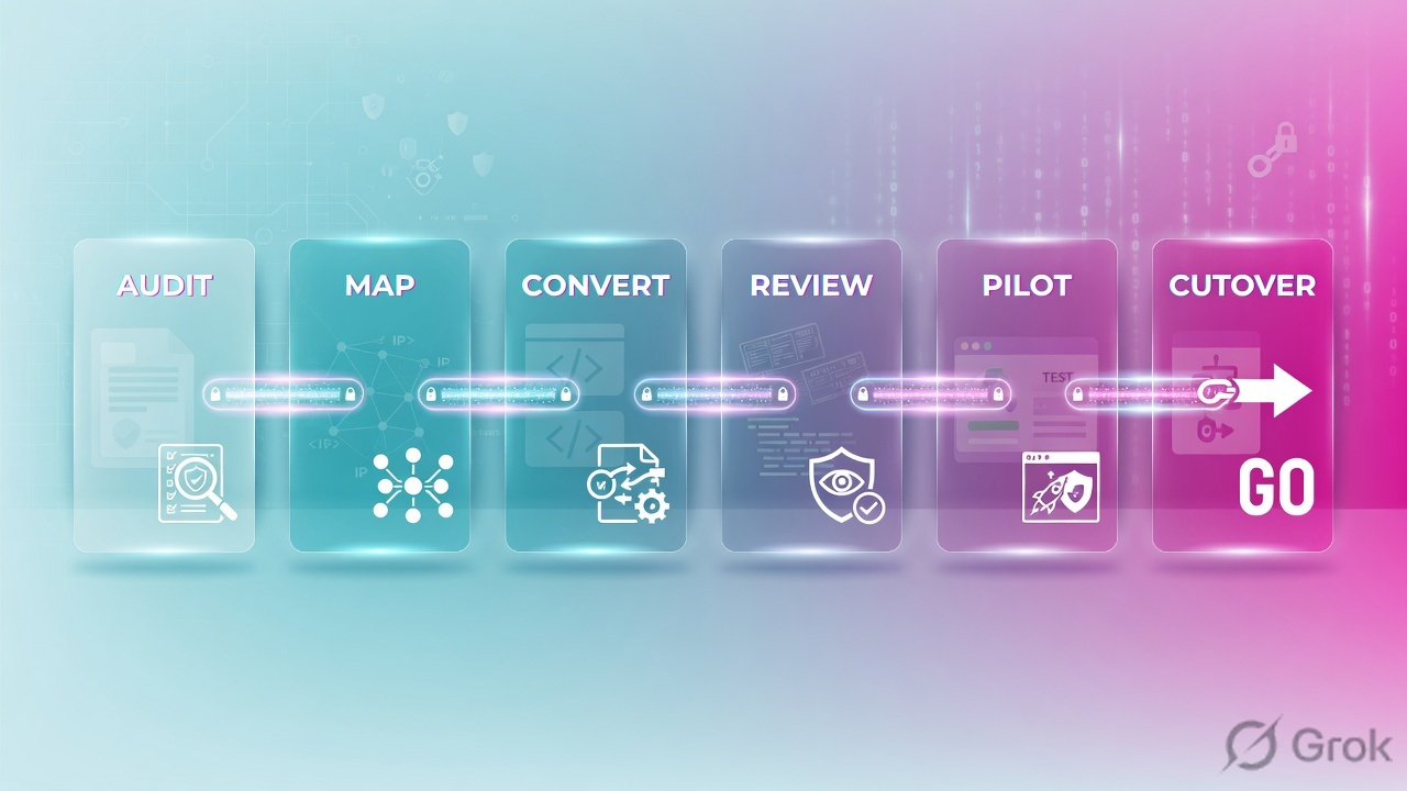 Audit Map Convert Review Pilot Cutover pipeline