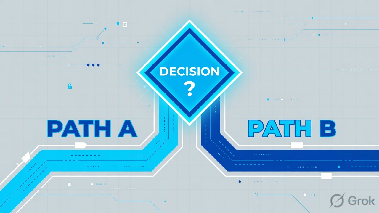 A decision diamond splitting into two labeled paths