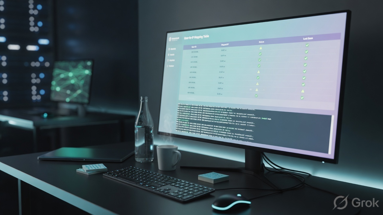 Operator verifying IP-to-user mapping on a firewall