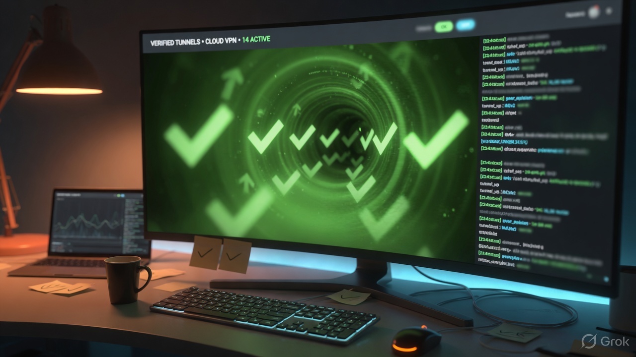 Operations desk with tunnel health on a monitor