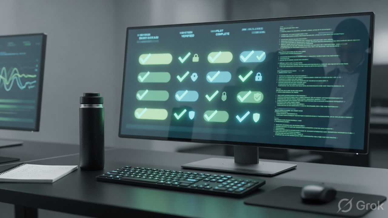 Operations desk verifying health checks and logs