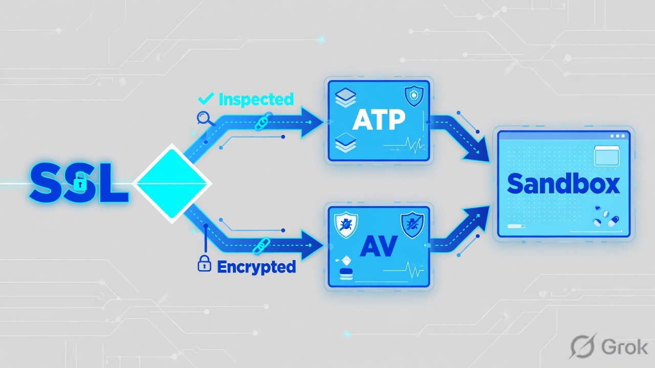 SSL then ATP then AV then Sandbox decision path