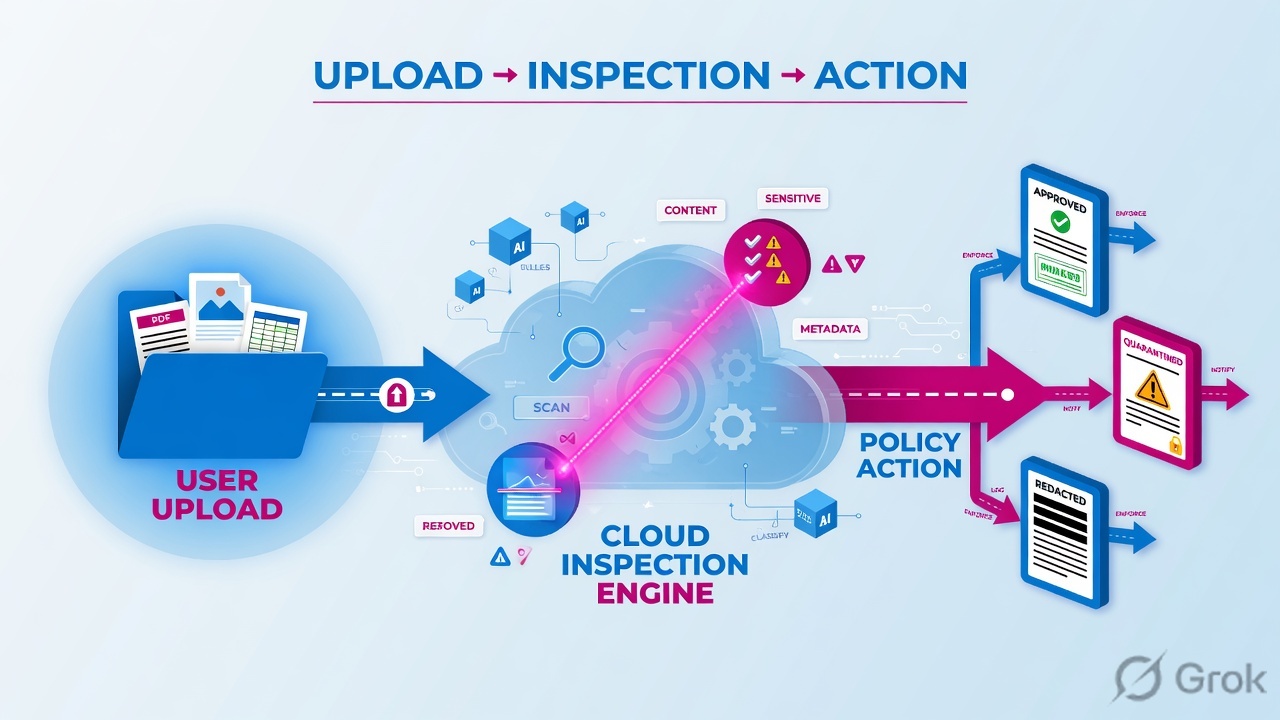 Pipeline of a file through cloud inspection