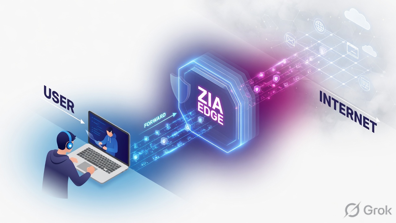 Laptop user connects through a ZIA Public Service Edge before reaching the internet